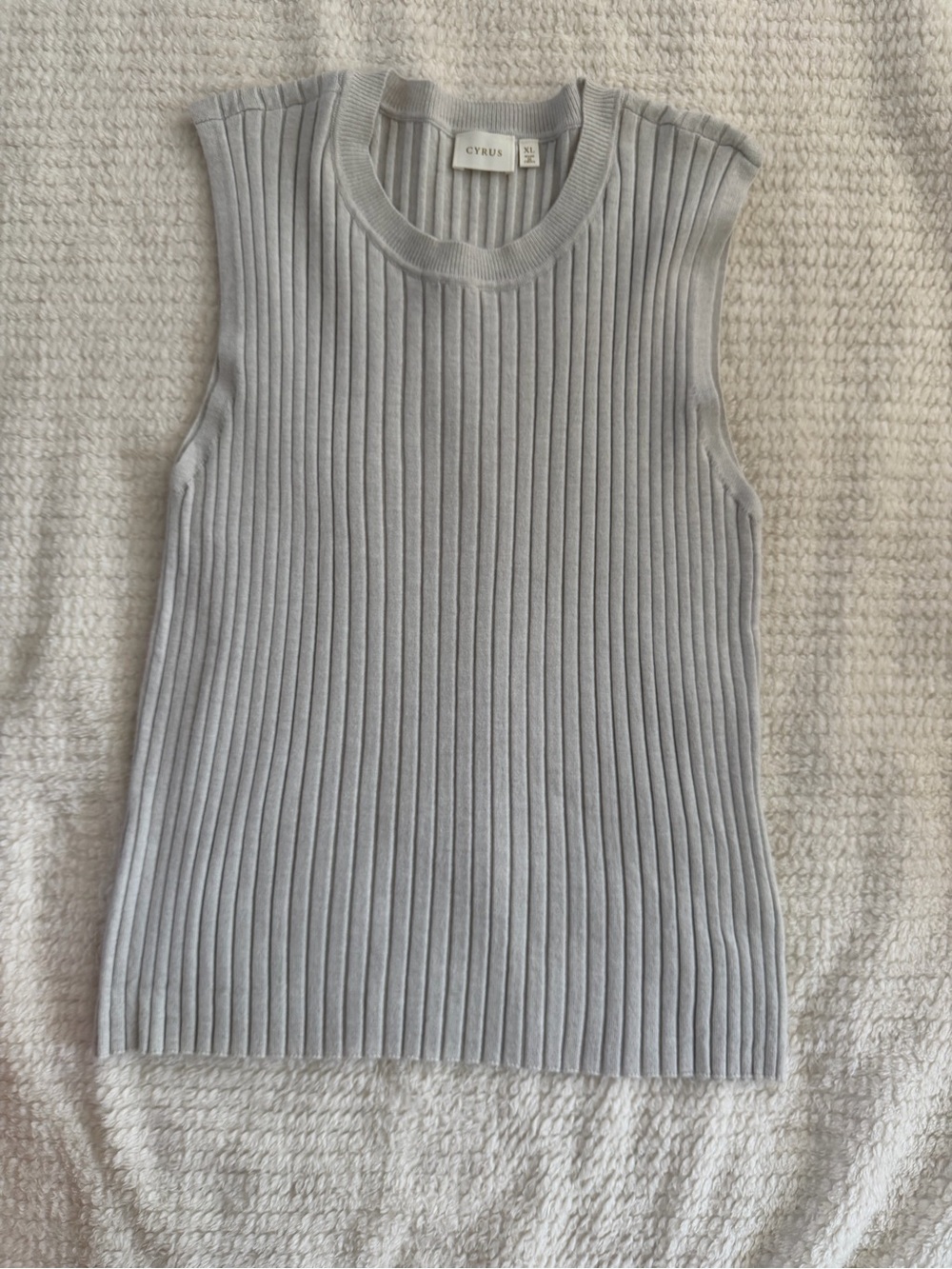 Cyrus Sleeveless Ribbed Tank in Light Gray